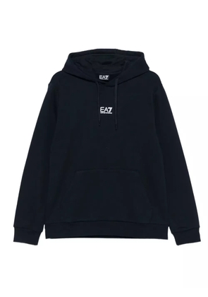 Ea7 Emporio Armani logo-embroidered hoodie - Blue