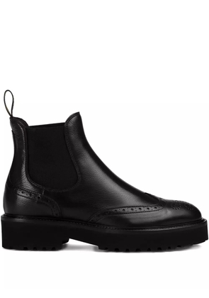 Doucal's wingtip chelsea leather boots - Black