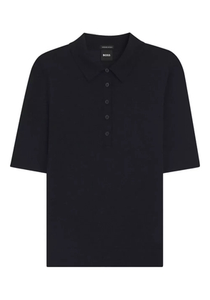 BOSS polo-neck short-sleeve sweater - Blue