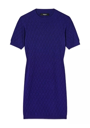 Versace short-sleeve V-pattern mini dress - Blue