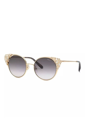 Chopard Eyewear crystal-embellished round sunglasses - Gold