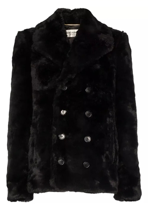 Saint Laurent double-breasted short peacoat - Black