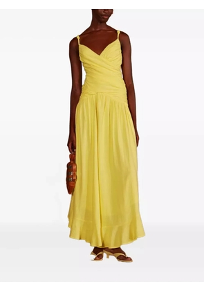 FARM Rio knotted-strap ruffled maxi dress - Yellow
