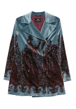 ETRO floral-print velvet jacket - Blue