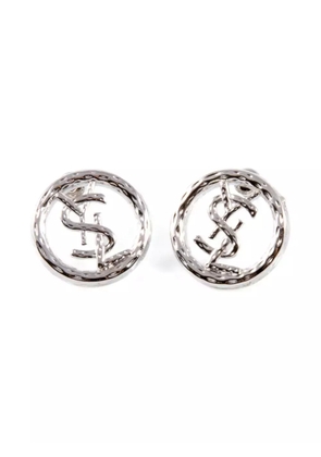 Saint Laurent Pre-Owned 2000s logo-detail round earrings - Silver