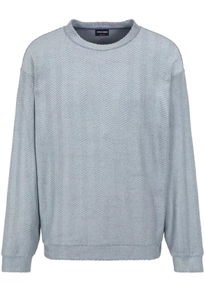 Giorgio Armani zigzag embroidered sweater - Grey