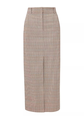 Veronica Beard check-pattern split midi skirt - Neutrals