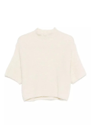 Antonelli high-neck short-sleeve sweater - Neutrals