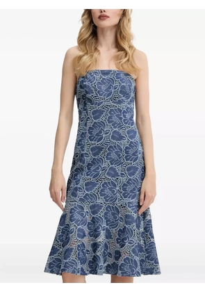 GUESS USA floral-lace strapless dress - Blue