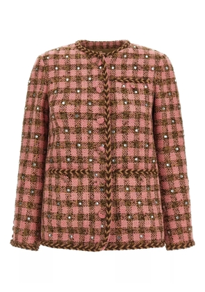 Giuseppe Di Morabito rhinestone gingham blazer - Pink