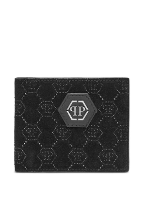 Philipp Plein rhinestone-embellished monogram wallet - Black