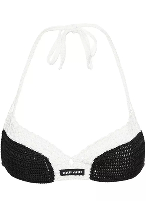 Miu Miu crochet-knit triangle bralette - Black