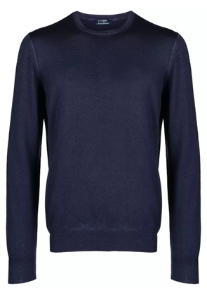 Barba ribbed-trim virgin-wool jumper - Blue