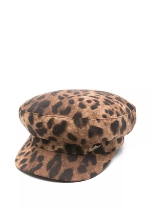 Borsalino leopard print wool hat - Brown