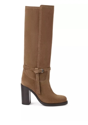 Brunello Cucinelli 100mm buckle-strap suede boots - Brown