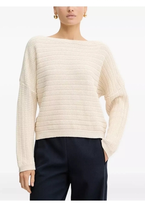 BOSS ribbed boat-neck sweater - White