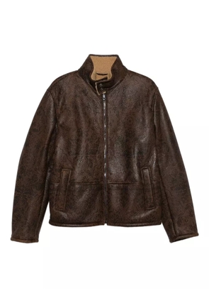 ETRO floral-pattern leather jacket - Brown