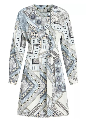 ETRO mix-print belted dress - White
