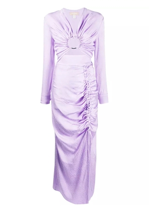 Materiel ruched long sleeved dress - Purple