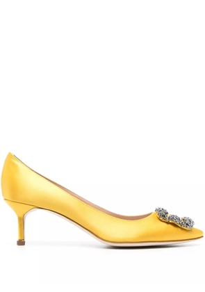 Manolo Blahnik 50mm Hangisi crystal buckle pumps - Yellow