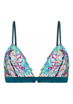 Zhilyova Maris floral-embroidered triangle bralette - Green