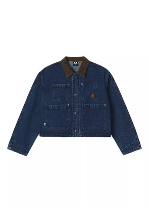 FINGERCROXX corduroy-collar denim jacket - Blue