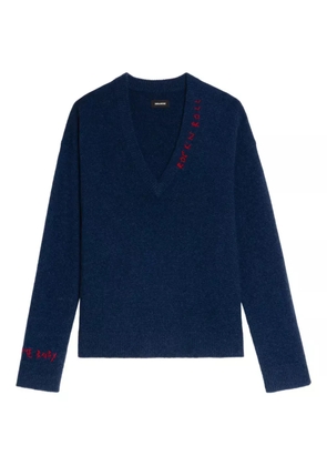Zadig&Voltaire Miky embroidered V-neck sweater - Blue