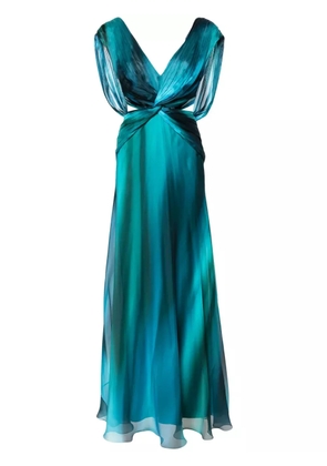 Alberta Ferretti cut-out plissé gown - Green