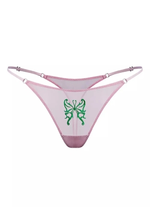 Zhilyova Butterfly-embroidery tulle thong - Pink