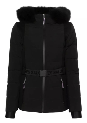 Yves Salomon colourblock puffer jacket - Black