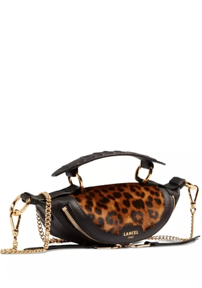 Lancel mini Origami leather leopard-print crossbody bag - Black