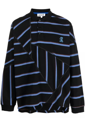 Koché striped cotton oversize polo shirt - Black