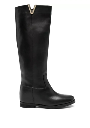 Julie Dee V-detail leather boots - Black