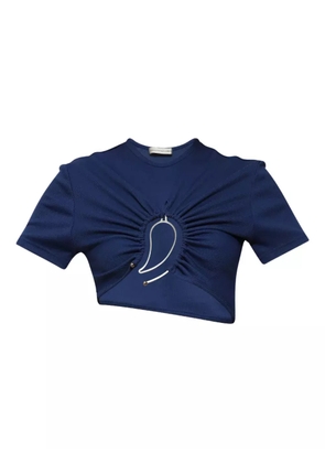 Christopher Esber ruched ring-detail top - Blue