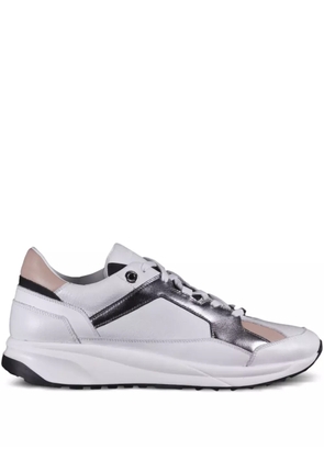 Moorer metallic-effect panels leather low-top sneakers - White