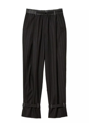 TWINSET pinstripe cuff-strap trousers - Black
