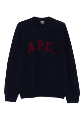 A.P.C. logo-detail crew-neck sweater - Blue