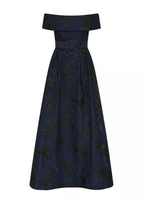 Rebecca Vallance off-shoulder floral-pattern gown - Blue