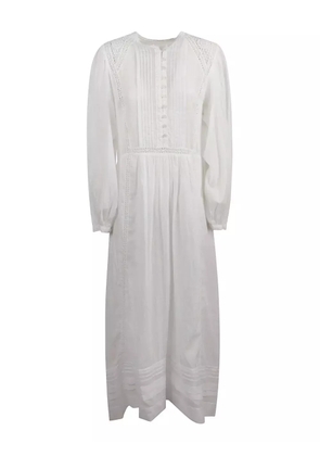 MARANT ÉTOILE pleated lace-inserts day dress - White
