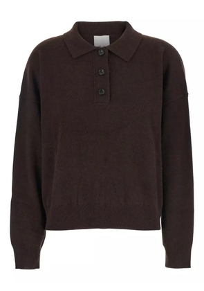 Allude point-collar buttoned polo top - Brown