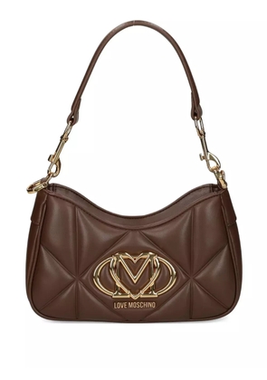 Love Moschino small quilted logo-plaque shoulder bag - Brown