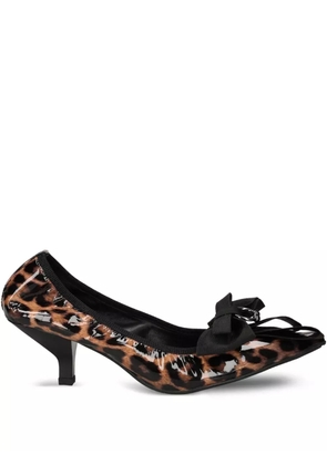 Ras 50mm leopard-print bow pumps - Brown