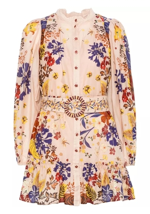 FARM Rio bouquet puff-sleeve mini dress - Pink