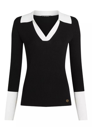 Karl Lagerfeld ribbed contrast-collar top - Black