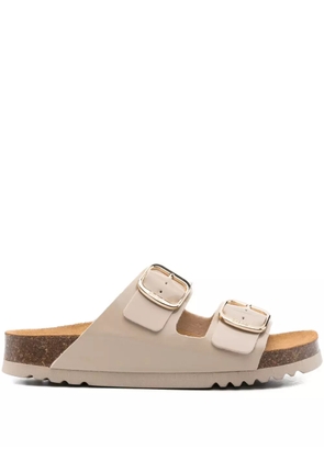 Scholl double-buckle leather sandals - Neutrals