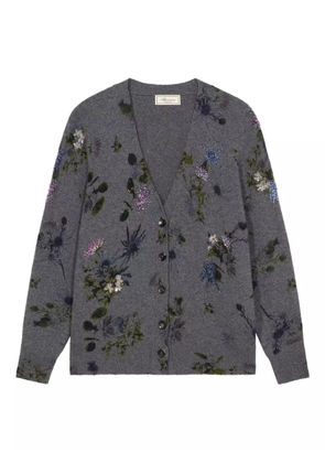 Blumarine floral-beaded cardigan - Grey