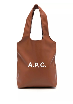 A.P.C. small Ninon logo-print tote bag - Brown
