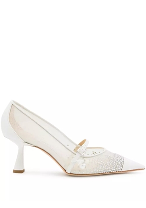 Jimmy Choo 65mm crystal-embellished mesh pumps - White