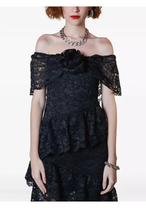 Lethicia Bronstein Bellini off-shoulder ruffled lace dress - Black