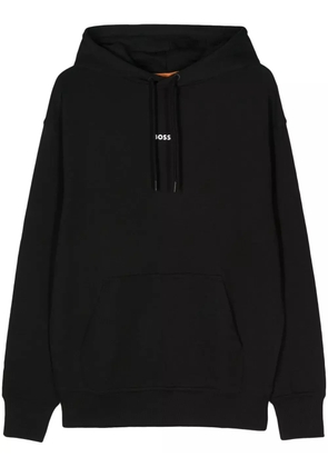 BOSS logo-rubberised cotton hoodie - Black
